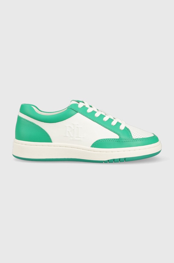 Kožené tenisky Lauren Ralph Lauren HAILEY II plochá zelená 802904469003.100