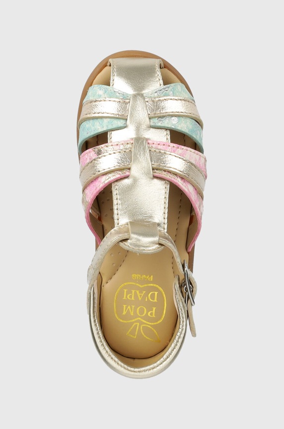 Παιδικά δερμάτινα σανδάλια Pom D'api ασημί O1AQAB0403.24.25