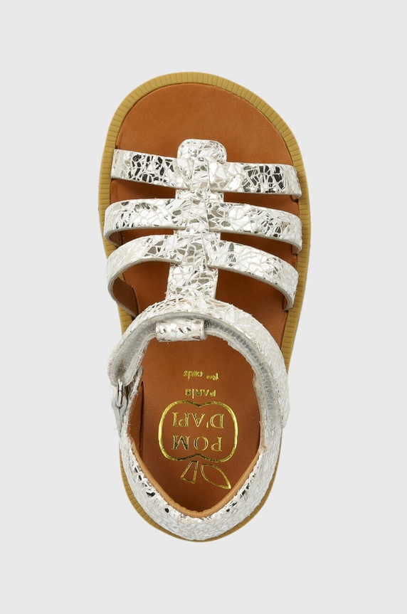 Pom D'api sandały skórzane dziecięce srebrny O1CZAJ0406.24.27