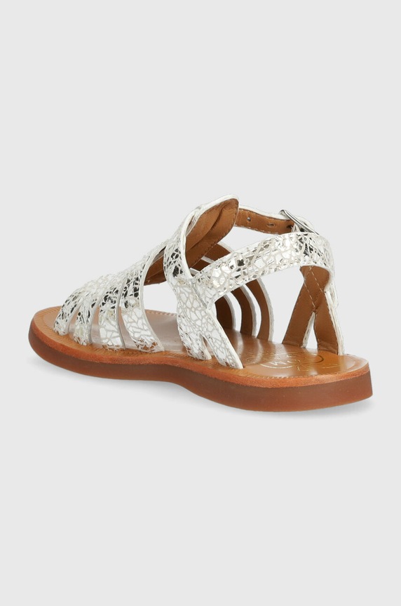 Κοριτσίστικα Παιδικά δερμάτινα σανδάλια Pom D'api O1GYAJ0411.24.27 ασημί