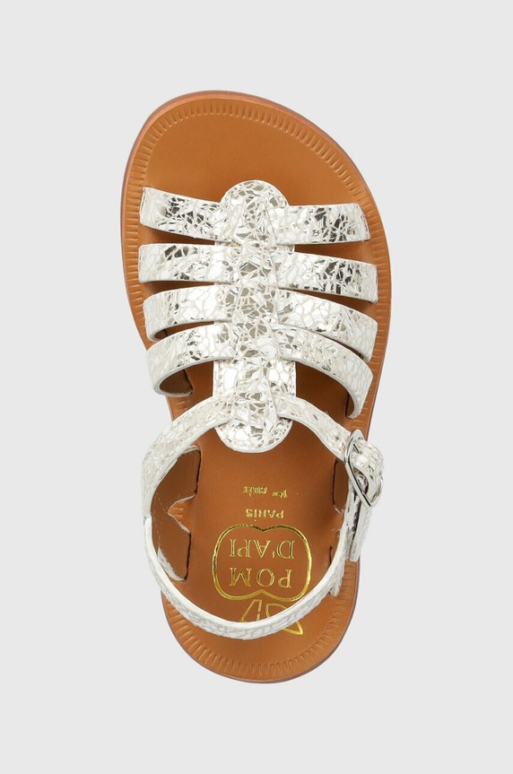 Παιδικά δερμάτινα σανδάλια Pom D'api ασημί O1GYAJ0411.24.27