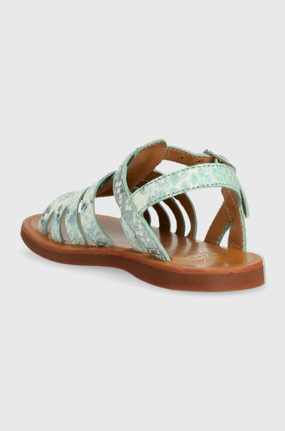 Deklice Otroški usnjeni sandali Pom D'api O1GYAI0413.24.27 turkizna