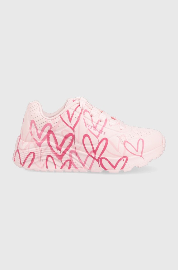Skechers sneakersy dziecięce imitacja skóry licowej różowy 314065L.PPYX