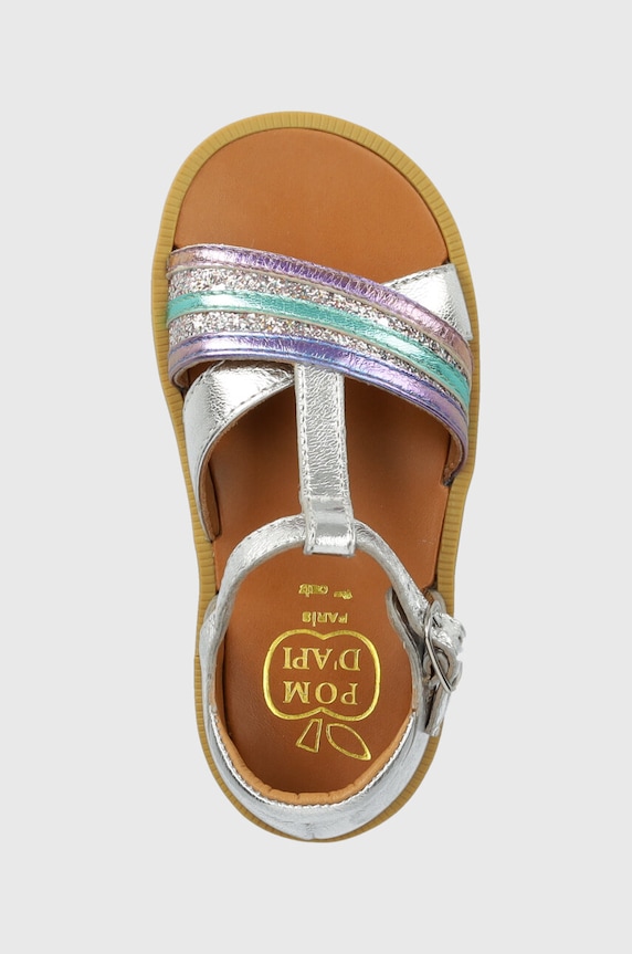 Dječje kožne sandale Pom D'api srebrna O1CRAM0401.24.27