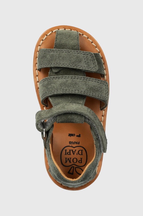 Dječje sandale od brušene kože Pom D'api zelena O1EFAE0403.19.23