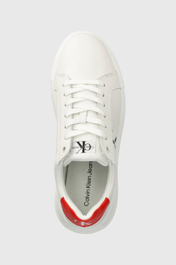 Calvin Klein Jeans sneakersy skórzane Chunky Capsule Monologo biały YM0YM00681