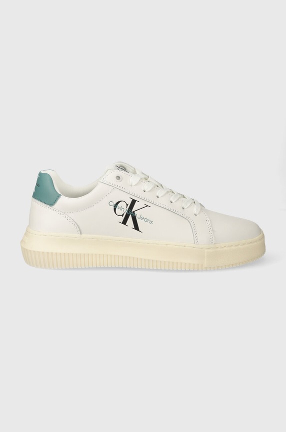 Calvin Klein Jeans sneakersy skórzane YM0YM00681 CHUNKY CUPSOLE MONOLOGO niska biały YM0YM00681