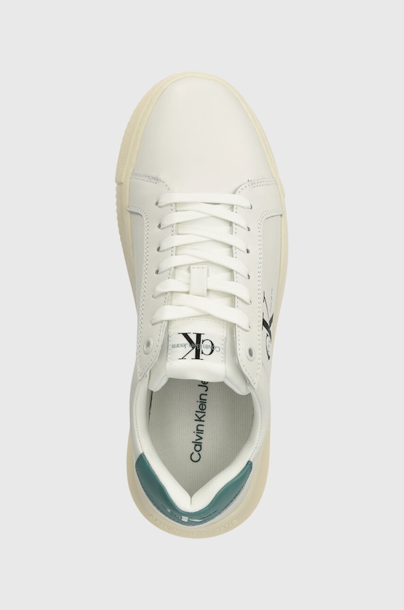 Calvin Klein Jeans sneakersy skórzane YM0YM00681 CHUNKY CUPSOLE MONOLOGO biały YM0YM00681