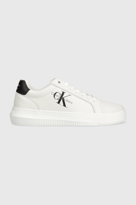Кожени маратонки Calvin Klein Jeans YM0YM00681 CHUNKY CUPSOLE MONOLOGO ниска бял YM0YM00681
