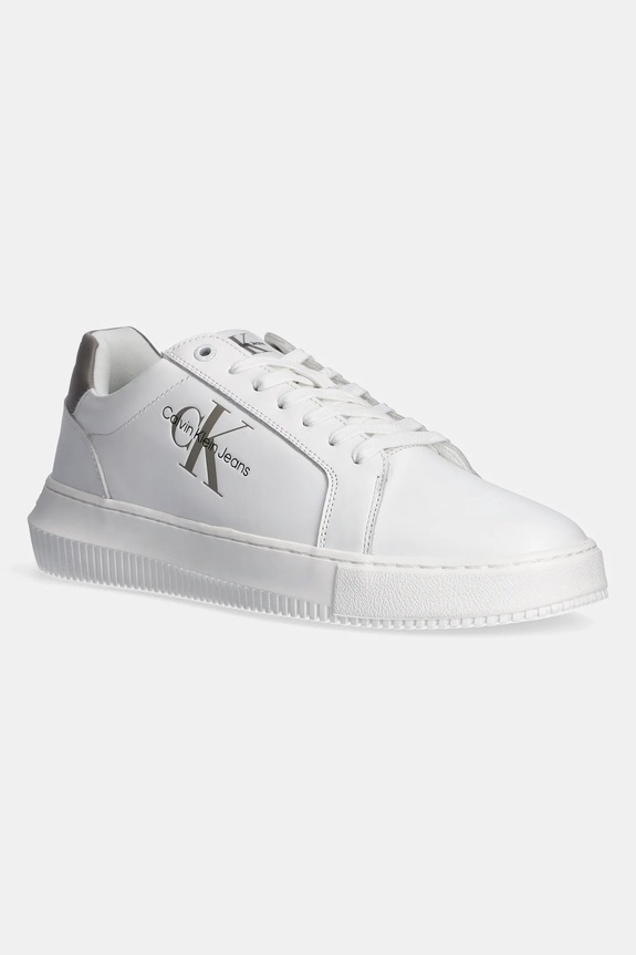 Calvin Klein Jeans sneakersy skórzane YM0YM00681 CHUNKY CUPSOLE MONOLOGO niska biały YM0YM00681