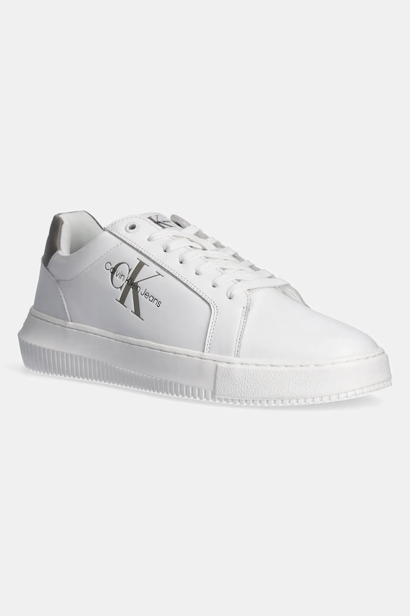 Calvin Klein Jeans sneakersy skórzane YM0YM00681 CHUNKY CUPSOLE MONOLOGO niska biały YM0YM00681