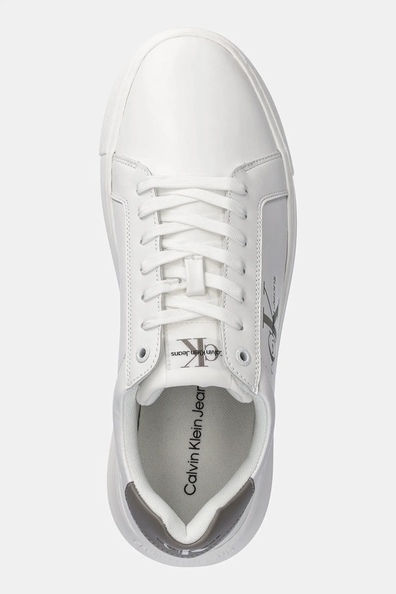 Calvin Klein Jeans sneakersy skórzane YM0YM00681 CHUNKY CUPSOLE MONOLOGO biały YM0YM00681