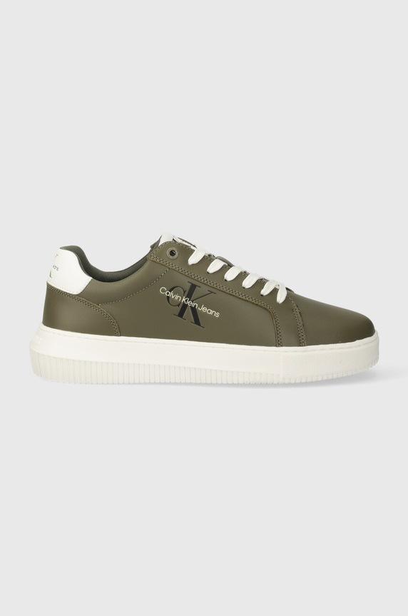 Calvin Klein Jeans sneakersy skórzane YM0YM00681 CHUNKY CUPSOLE MONOLOGO YM0YM00681 zielony NC24