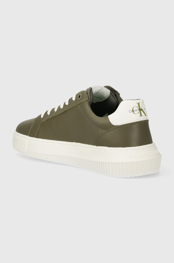 Obuwie Calvin Klein Jeans sneakersy skórzane YM0YM00681 CHUNKY CUPSOLE MONOLOGO YM0YM00681 zielony