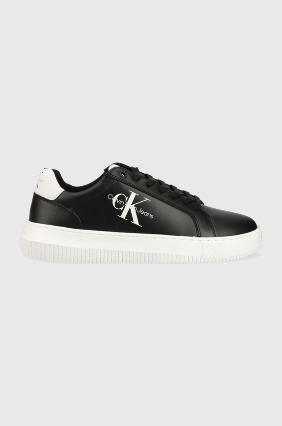 Calvin Klein Jeans sneakersy skórzane Chunky Capsule Monologo Planet friendly czarny YM0YM00681