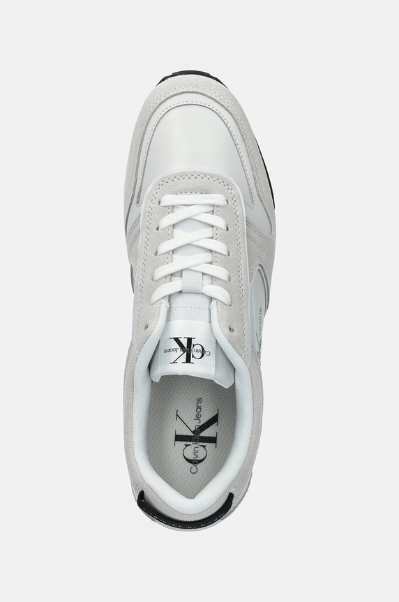 Calvin Klein Jeans sneakersy skórzane TOOTHY RUNNER IRREGULAR LINES biały YM0YM00624