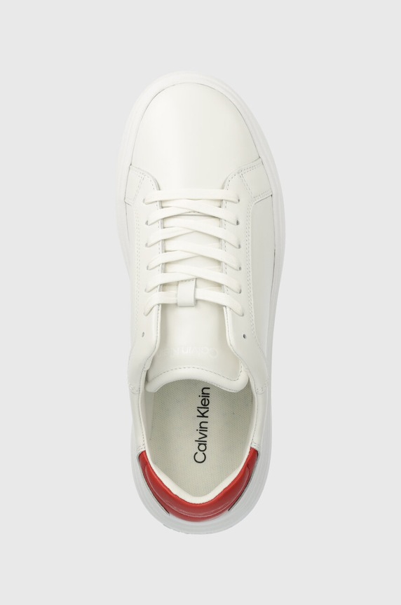 Kožne tenisice Calvin Klein LOW TOP LACE UP LTH bijela HM0HM01016