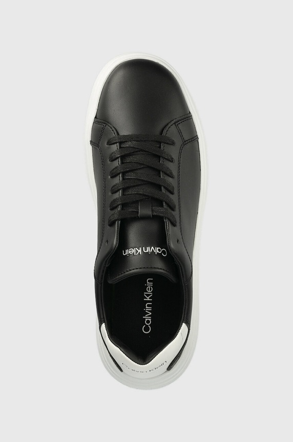 Calvin Klein sneakersy skórzane LOW TOP LACE UP LTH czarny HM0HM01016