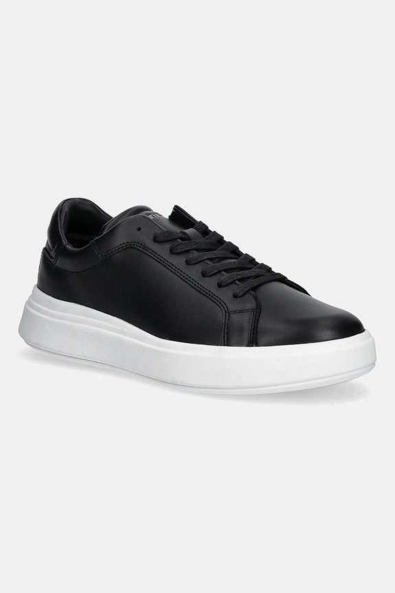 Δερμάτινα sneakers Calvin Klein LOW TOP LACE UP LTH Planet friendly μαύρο HM0HM01016