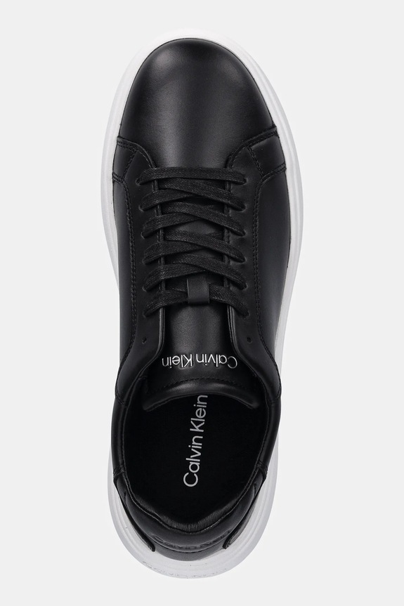 Δερμάτινα sneakers Calvin Klein LOW TOP LACE UP LTH μαύρο HM0HM01016