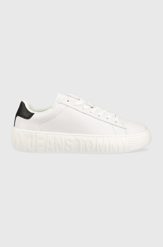 Tommy Jeans bőr sportcipő LEATHER OUTSOLE alacsony fehér EM0EM01159
