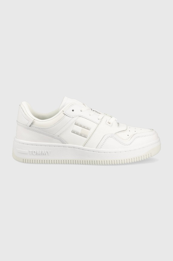 Tommy Jeans bőr sportcipő BASKET CUPSOLE nappa bőr fehér EM0EM01194