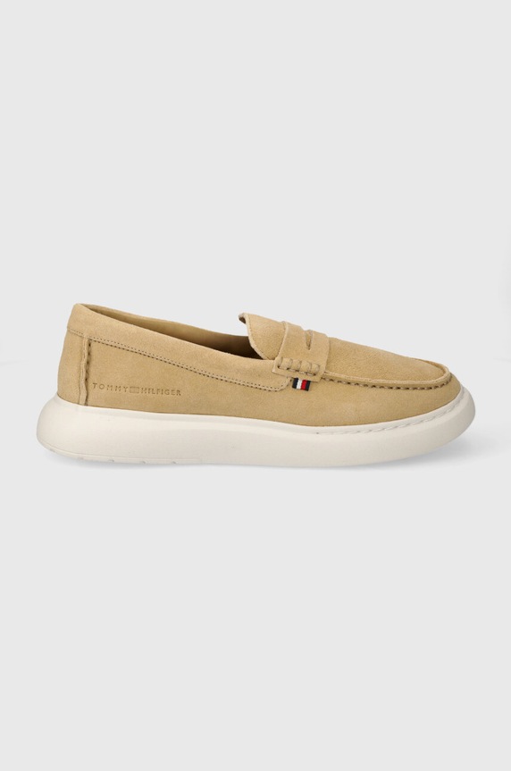Tommy Hilfiger velúr mokaszin TOMMY HILFIGER HYBRID LOAFER hétköznapi bézs FM0FM04440
