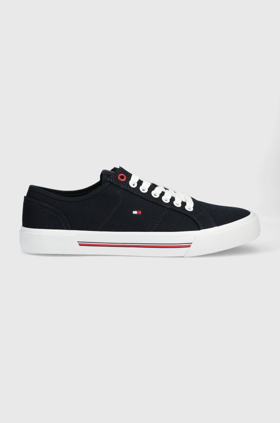 Tenisky Tommy Hilfiger CORE CORPORATE VULC CANVAS tmavomodrá FM0FM04560