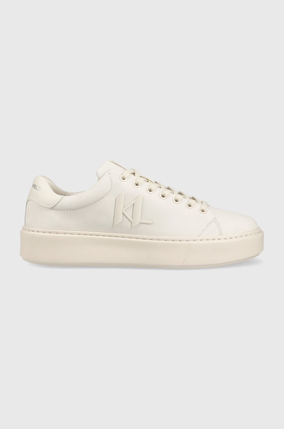 Karl Lagerfeld sneakersy skórzane MAXI KUP niska beżowy KL52217.2T1
