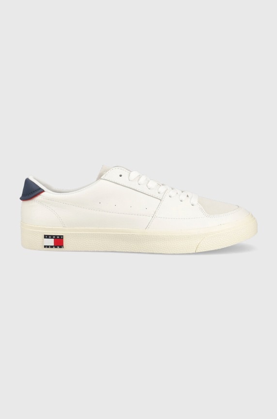 Tommy Jeans bőr sportcipő TOMMY JEANS VULCANIZED ESS velúr bőr fehér EM0EM01106.YBL