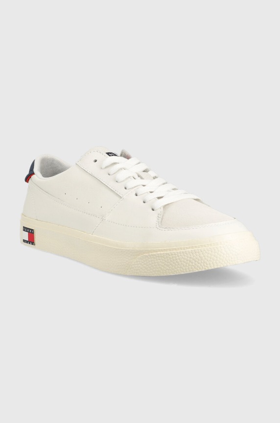 Tommy Jeans bőr sportcipő TOMMY JEANS VULCANIZED ESS EM0EM01106.YBL fehér SS23