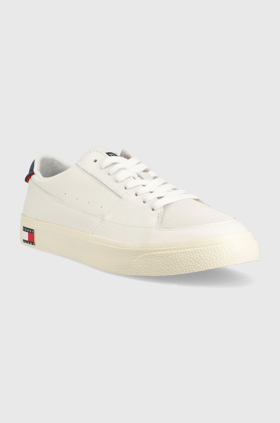 Tommy Jeans bőr sportcipő TOMMY JEANS VULCANIZED ESS EM0EM01106.YBL fehér SS23