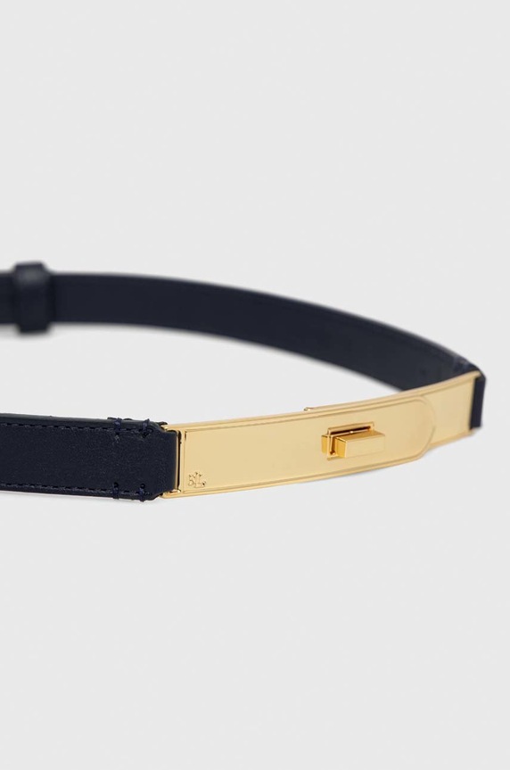 Kožený opasok Lauren Ralph Lauren 412873120 tmavomodrá SS23