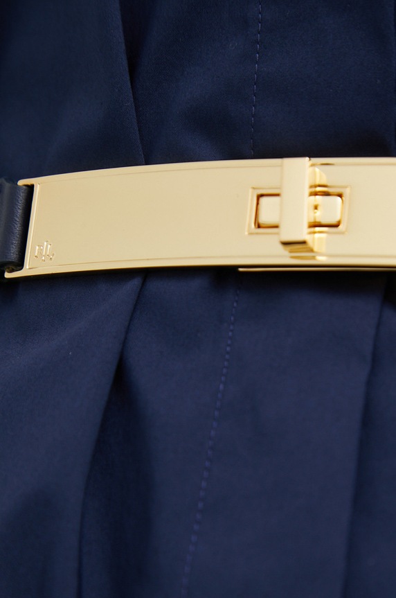 Kožený opasok Lauren Ralph Lauren 412873120 tmavomodrá