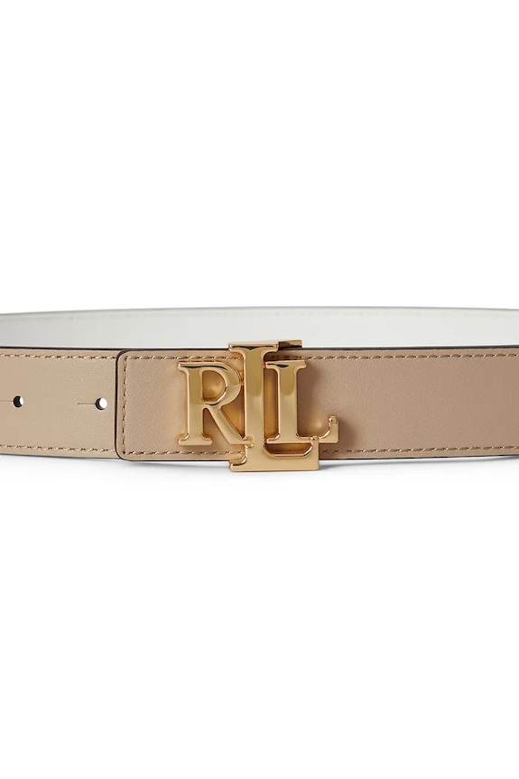 Dodatki Lauren Ralph Lauren dvostranski pas ženski usnjen 412908984 bež