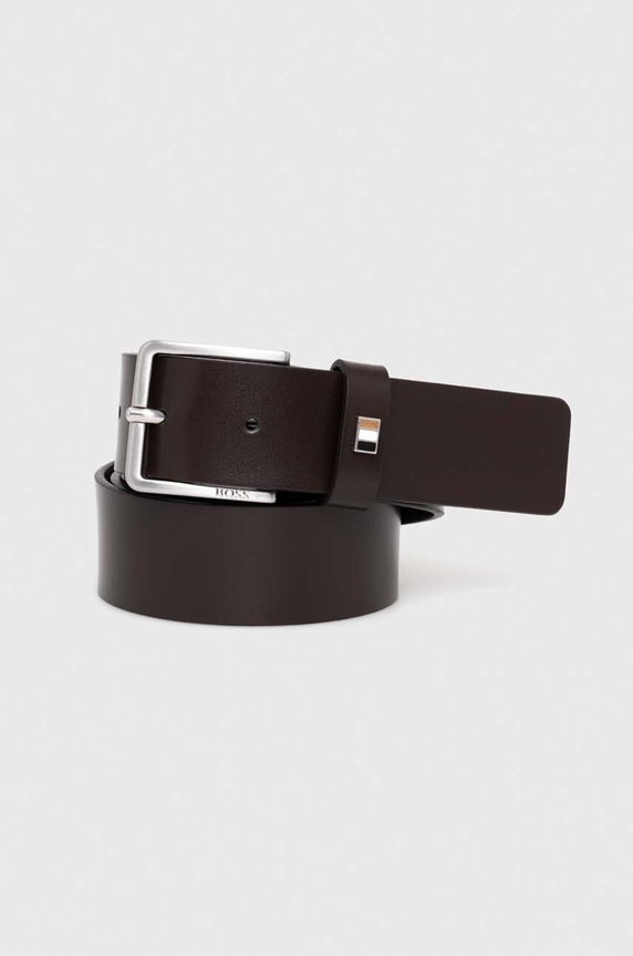Kožený opasok BOSS Ther-Flag-E_Sz35 hnedá 50486839
