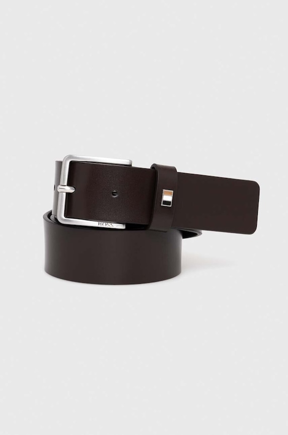 Kožený opasok BOSS Ther-Flag-E_Sz35 hnedá 50486839