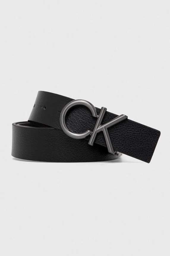 Αναστρέψιμη δερμάτινη ζώνη Calvin Klein μαύρο K50K510354.PPYX