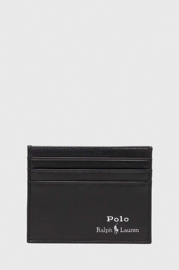 Polo Ralph Lauren pasek i etui na karty skórzane czarny 405880721