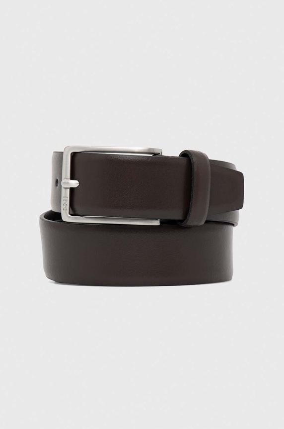 Kožený opasok BOSS Erman-L_Sz35 hnedá 50491834