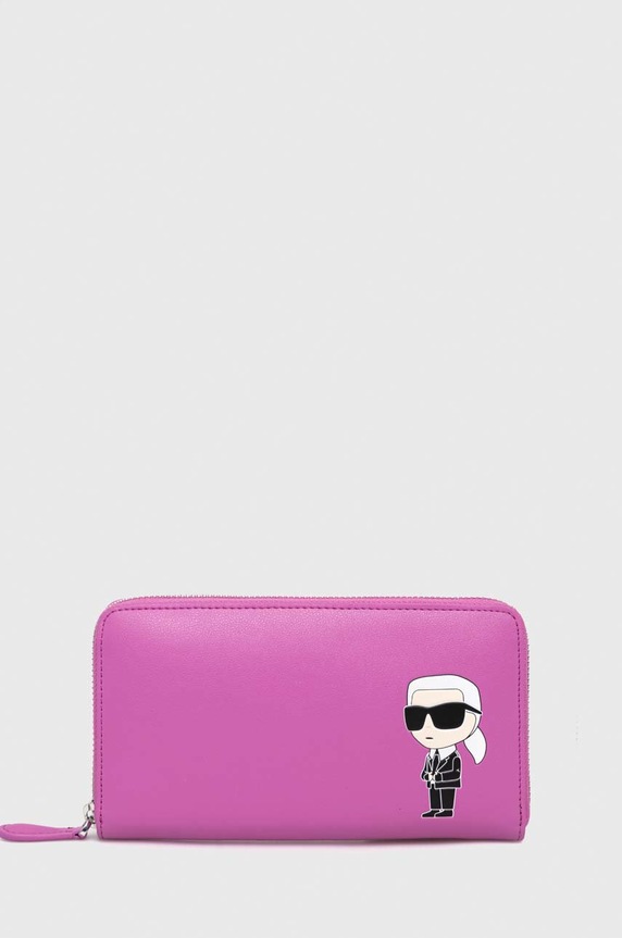 Karl Lagerfeld portfel skórzany drobny wzór różowy 230W3213