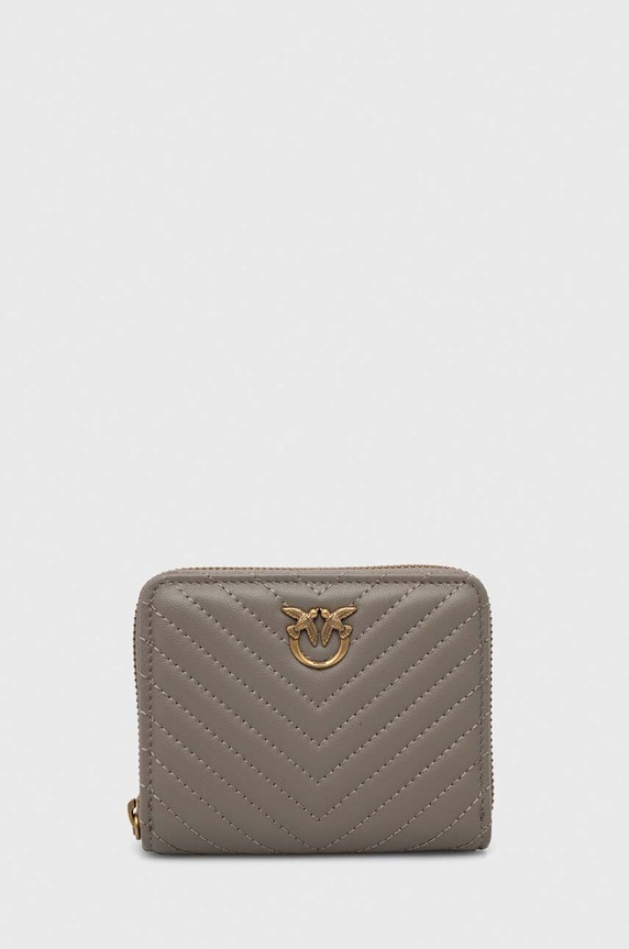 Δερμάτινο πορτοφόλι Pinko λείο δέρμα γκρί 100249.A0GK