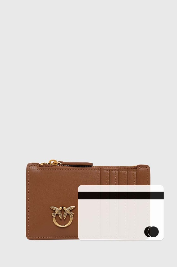 Pinko portfel skórzany brązowy 100251.A0F1