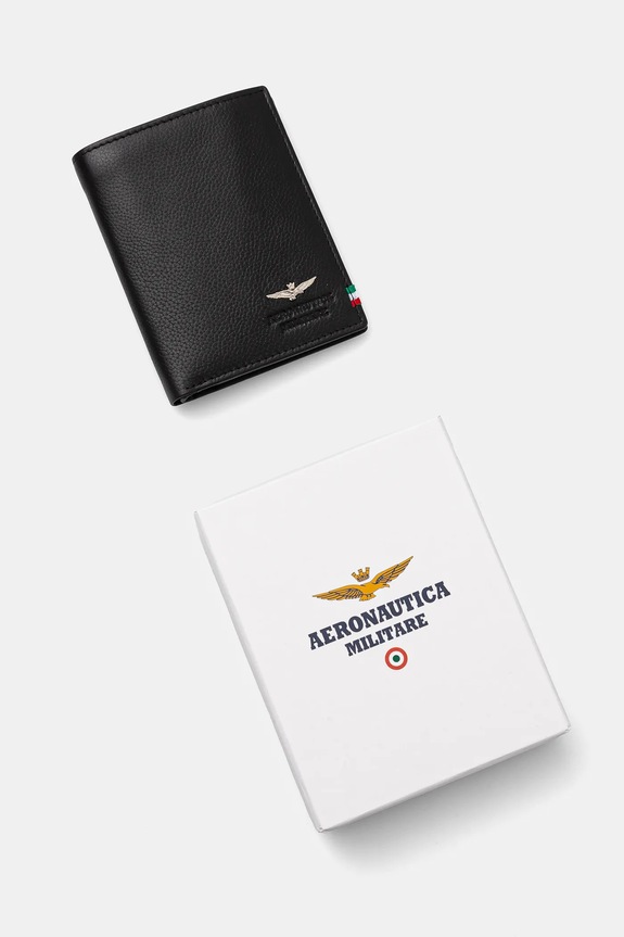 Kožená peněženka Aeronautica Militare černá AM105