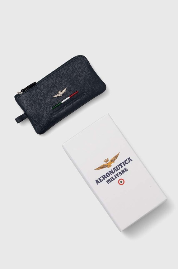 Akcesoria Aeronautica Militare etui na klucze skórzane AM155 granatowy