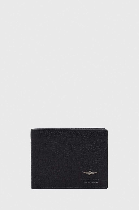 Aeronautica Militare portafoglio in pelle pelle fiore nero AM182