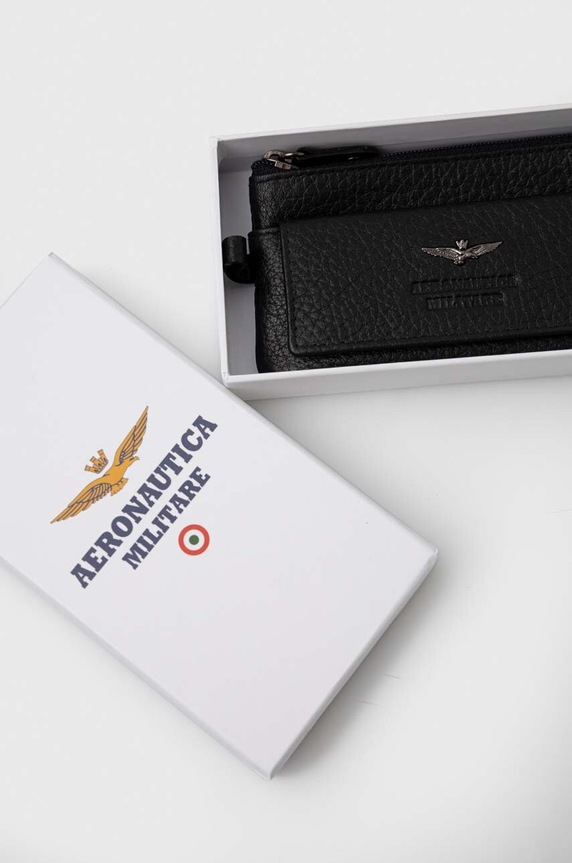 Aeronautica Militare etui na klucze skórzane czarny AM189