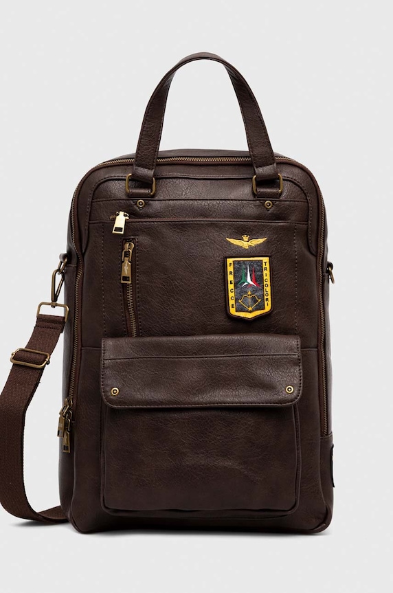 Ruksak Aeronautica Militare imitácia kože hnedá AM476