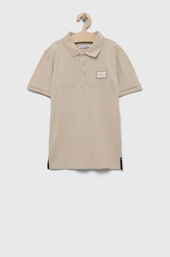Calvin Klein Jeans polo dziecięce IB0IB01637.PPYX beżowy SS23