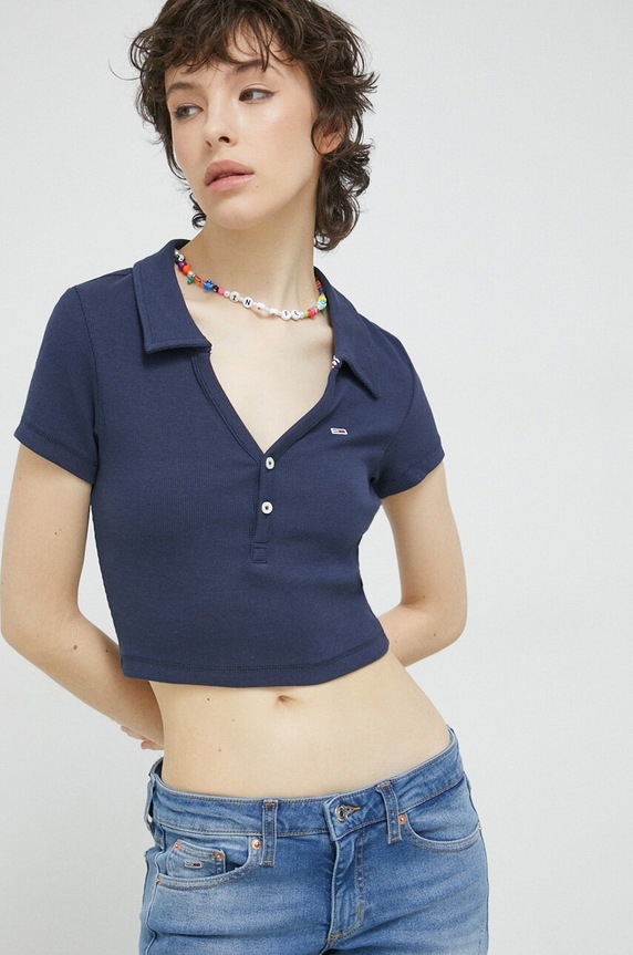 Tommy Jeans polo z elastanem granatowy DW0DW15322.PPYX